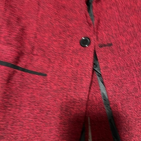 Women's Tweed Herringbone Blazer Jacket - Wine Red Classic Vintage, Size L - Picture 4 of 10